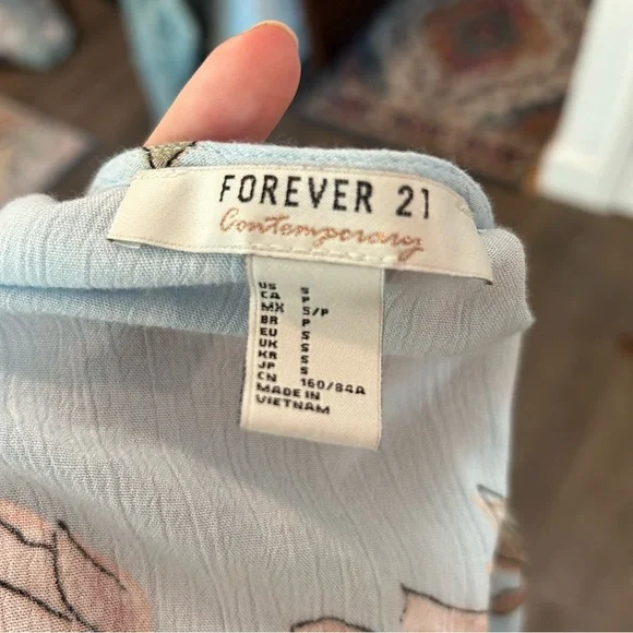 Forever 21 Floral Light Blue Maxi Dress | Size S - Picture 6 of 9